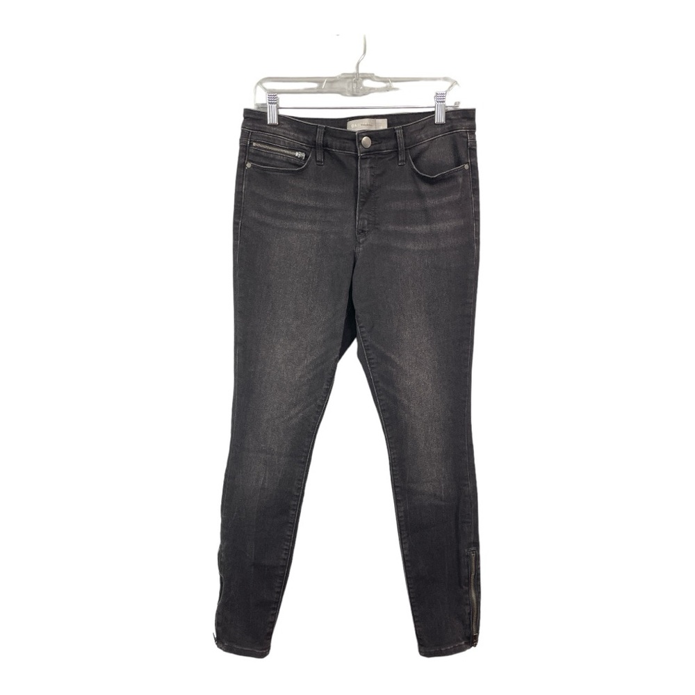 ATHLETA Women's Size 10 Sculptek Skinny Jeans Black Zipper Cuff Stretchy Pockets
